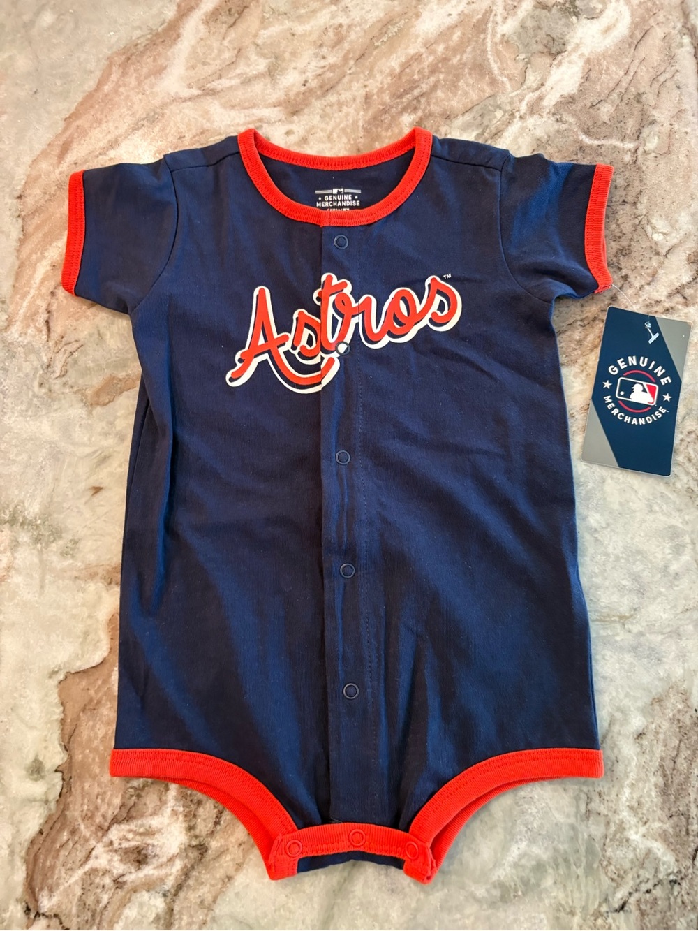 Houston Astros Baby Bodysuit 18M Baseball Snap Navy Orange MLB